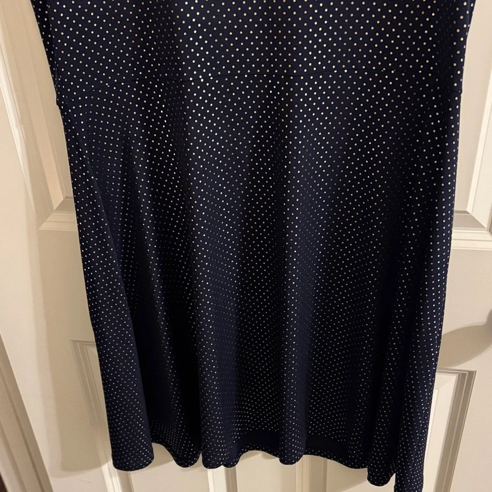 Michael Kors Navy Blue Polka Dot Midi Dress, Sz XL, Like New